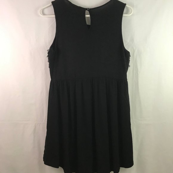 MoaMoa Black 3D Floral Fit Flare Top - Picture 6 of 7